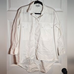 Monterey Bay Crisp White Button Up Oversized Shirt Small